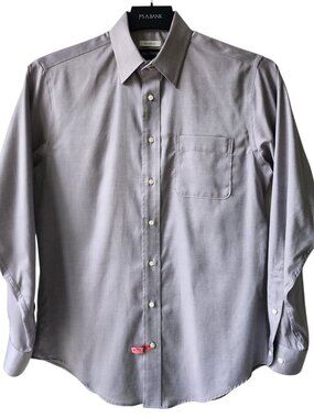 15.5 34/35 Dress Shirt Light Gray Jos A Bank Mens Size Cotton Blend Tailored Fit